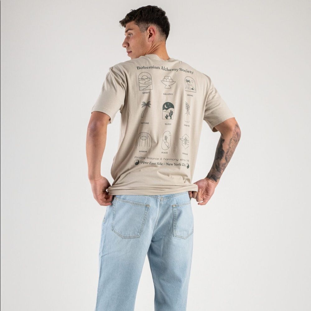 ONLY&SONS T-shirt con stampa “bohemian alchemy society” Beige S/P NWT IN PKG